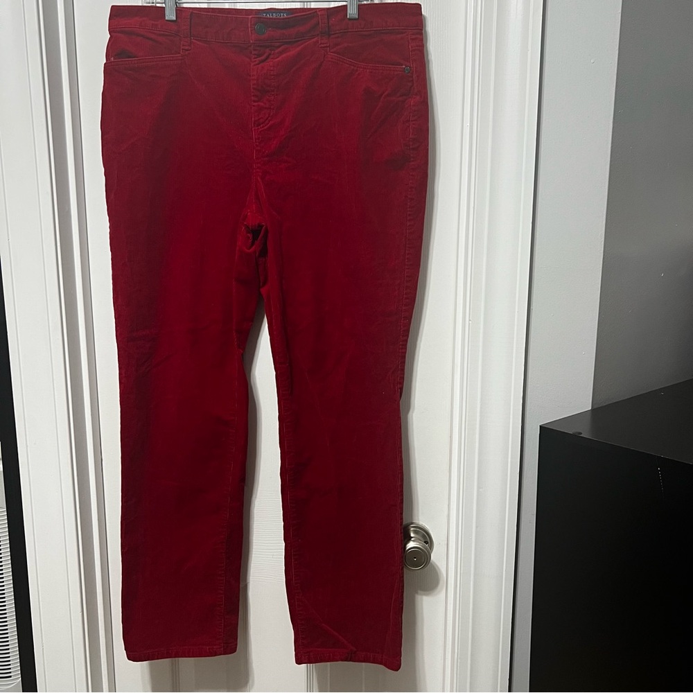 Talbots Women's
Corduroy Pants Red, High Waist, Straight leg